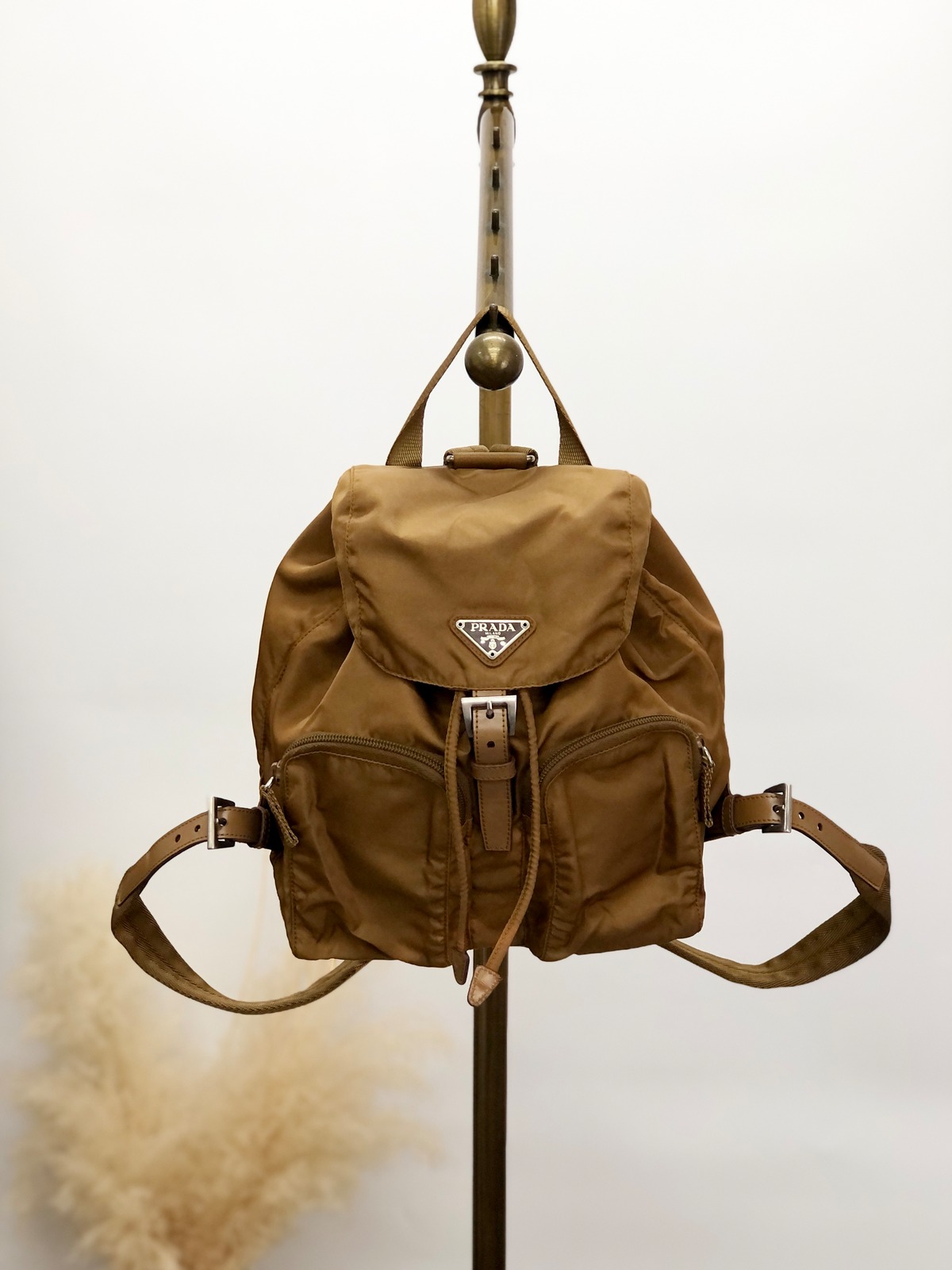 PRADA プラダ バックパック ブラウン トライアングルロゴ ナイロン 