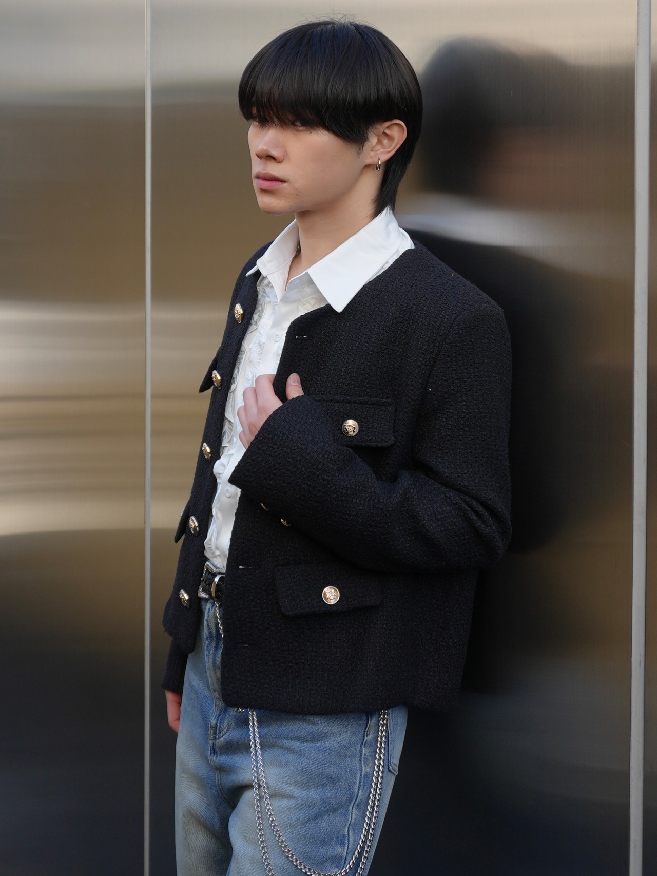 ALUDE SELECT】gold no color tweed jacket | 【ALUDE】韓国メンズ 