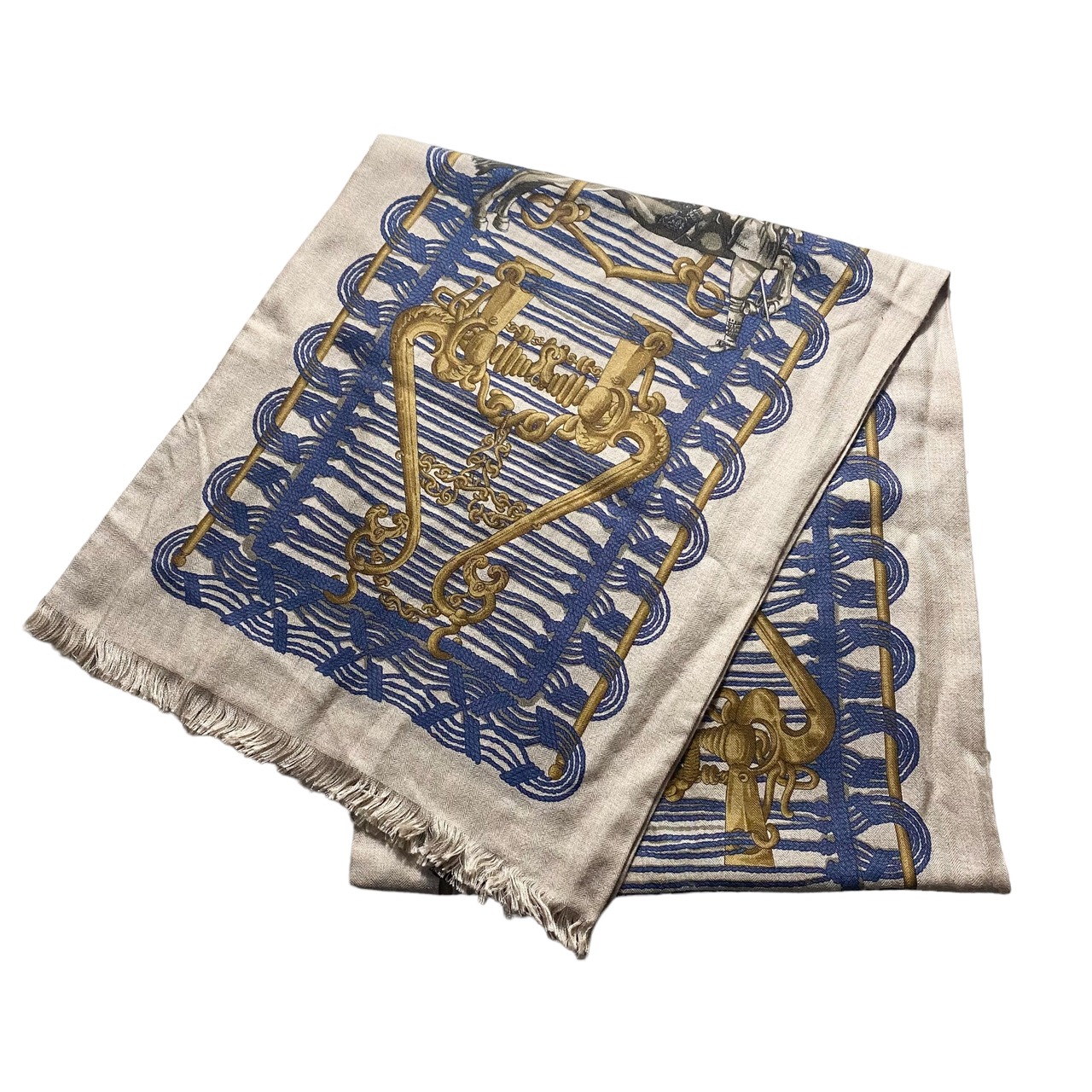 HERMES cashmere × silk long scarf