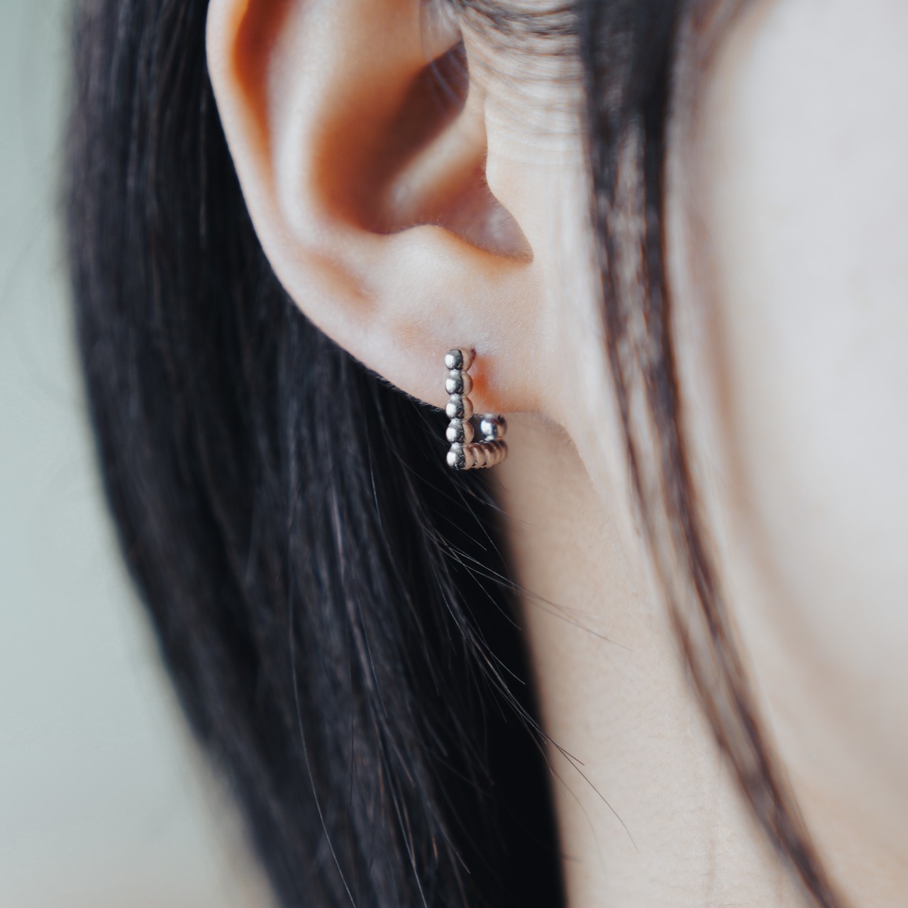 ワンタッチピアス スクエアボール サージカルステンレス SUS304