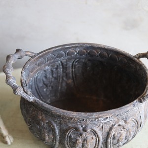 ブリキ植木鉢　アンシャンデコレオーバルSDGY　アンティーク調　シャビーシック　オシャレ　UF575