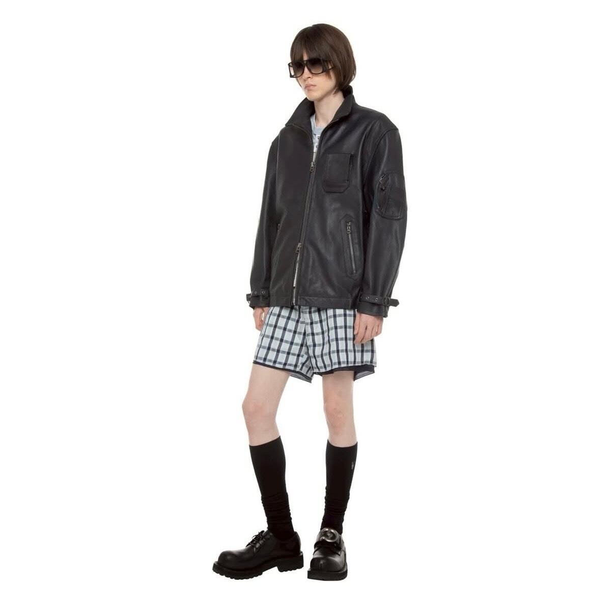 DAIRIKU | Millitary Leather Flight Jacket | Navy×Black | HOWDAY