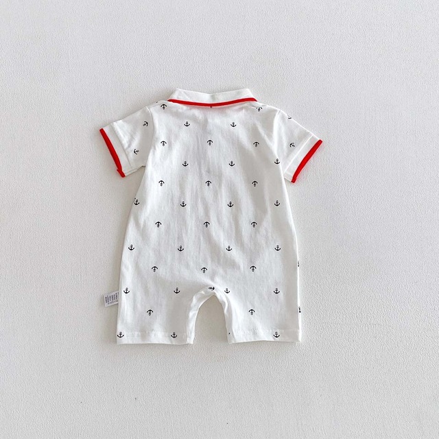 【BABY】マリンアンカー総柄ポロ半袖ロンパース - 6