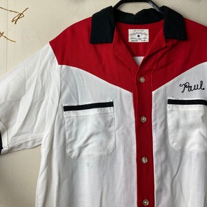 vintage 1960’s SERVICE BOWLING SHIRT switching design rayon bowling shirt