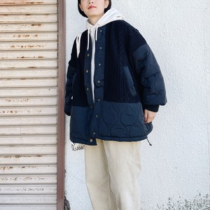 Quilting docking knit blouson (black)