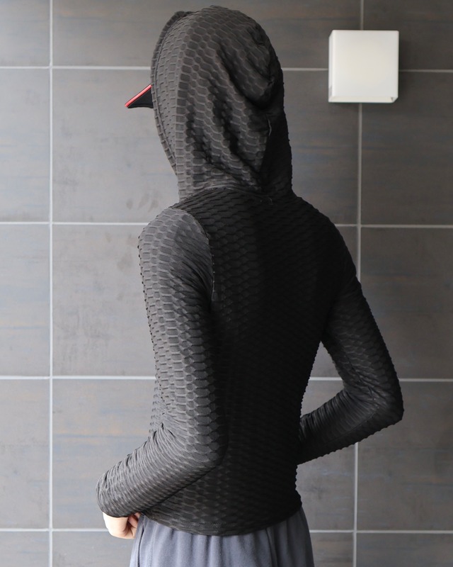 Waffle design short length hoodie