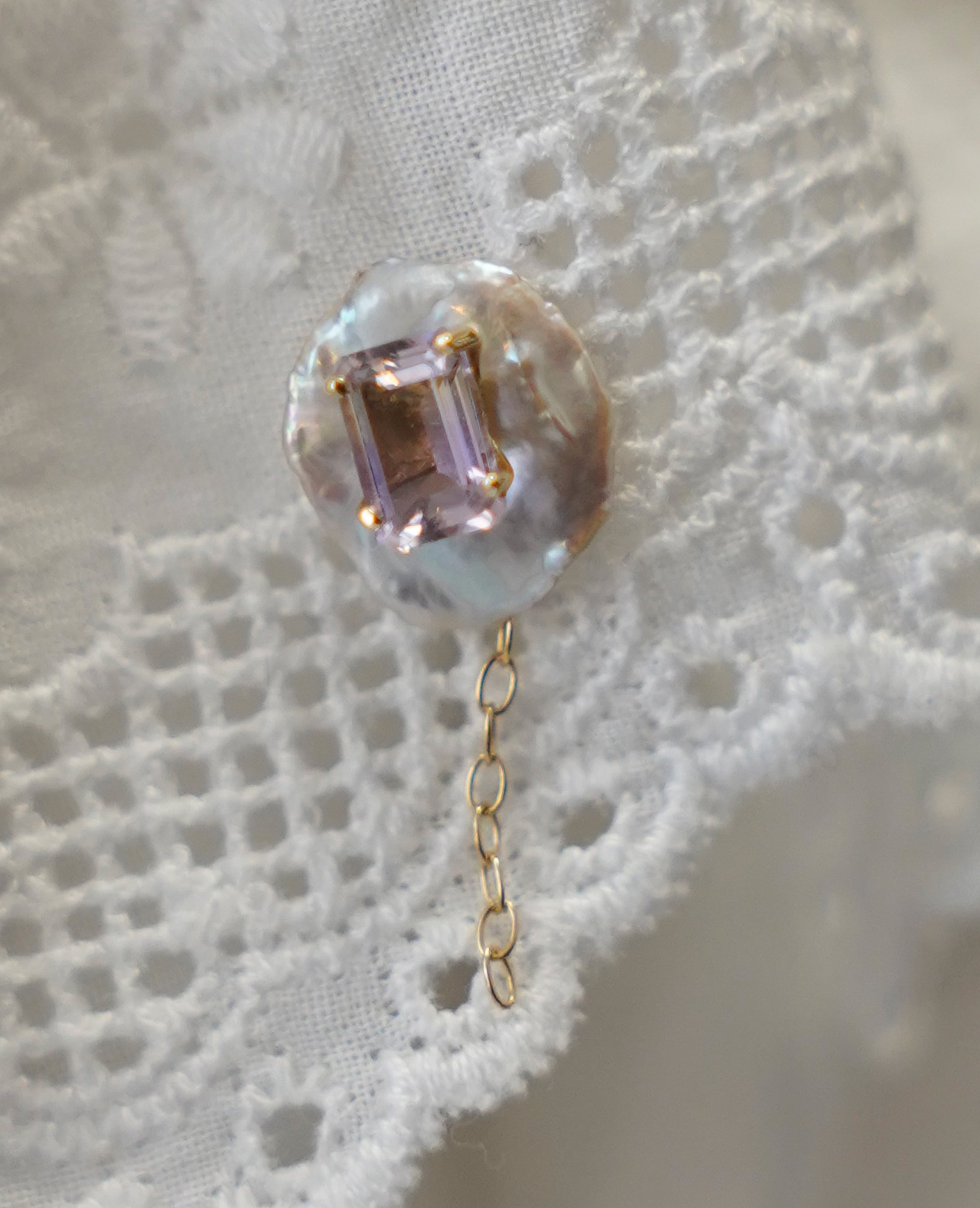 (K10・K18)Birthstone pierced 2月-Ametrine-