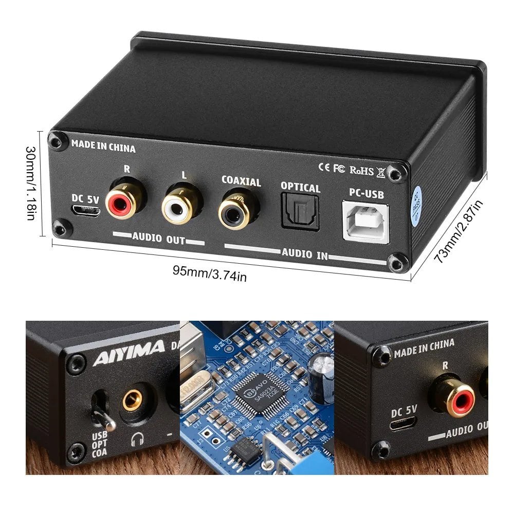 AIYIMA DAC-A2 Amplificador 2.0 Hifi デジタルデコーダー USB DAC