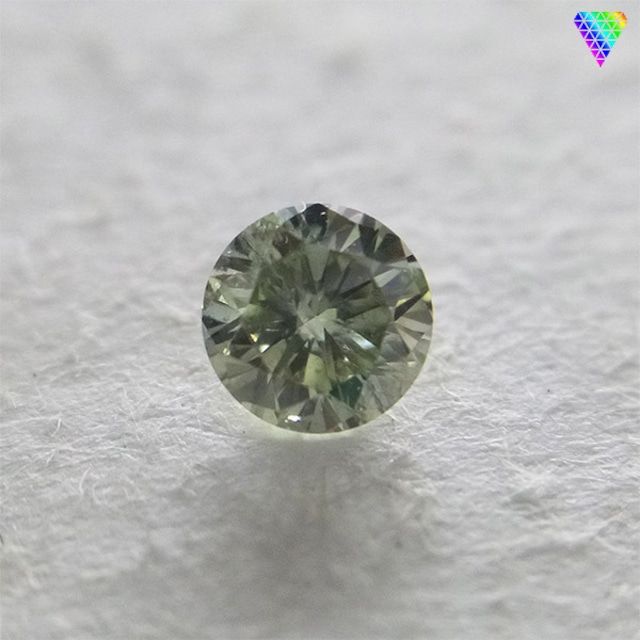 0.095 ct Fancy Grayish Yellow Green 天然 ダイヤモンド ラウンド ルース