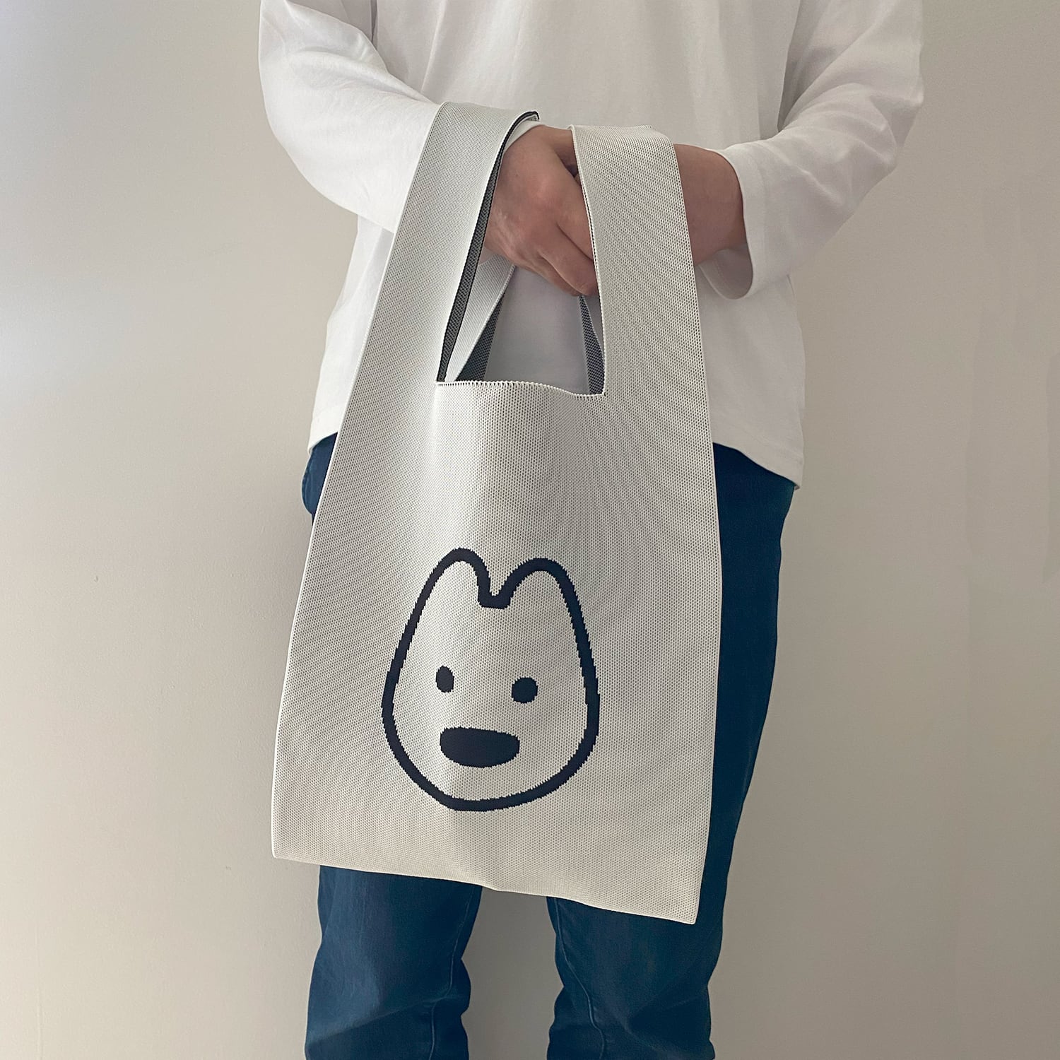 matsui】KNIT MARCHE BAG WHITE ニット マルシェバッグ ホワイト | bpbp