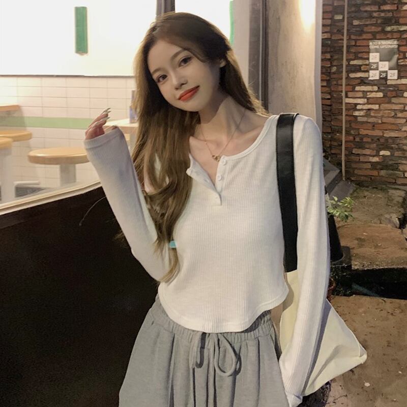 ショートトップス スプリングオータムシャツ ロング 大人ガーリー スウィート キュート カジュアル 春物 秋物 試着室17930023559