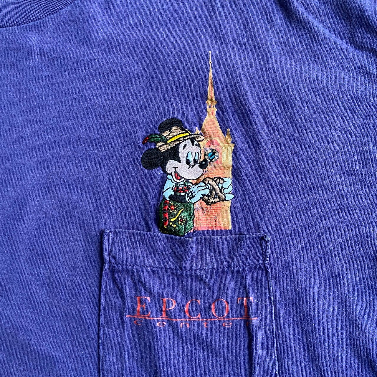 90s vintage Disney tシャツ マルチカラー サークルロゴ 刺繍