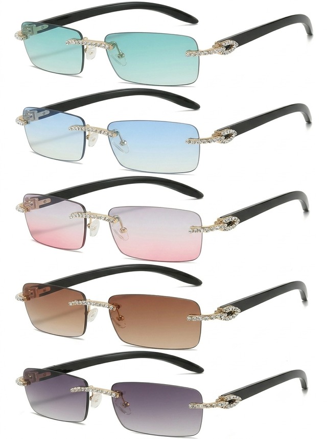 Rimless Gradient Square Sunglasses