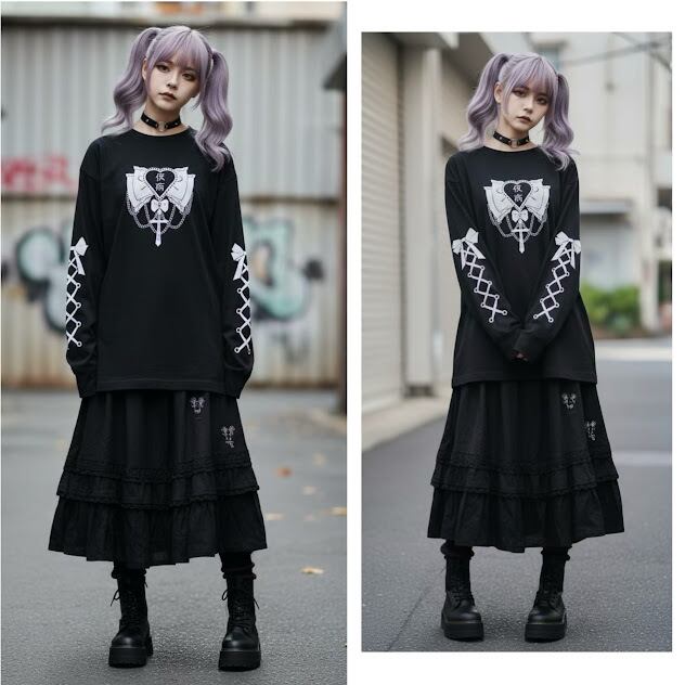 ロングTシャツ イラスト サブカル 地雷 闇かわ 病みかわいい 仮病