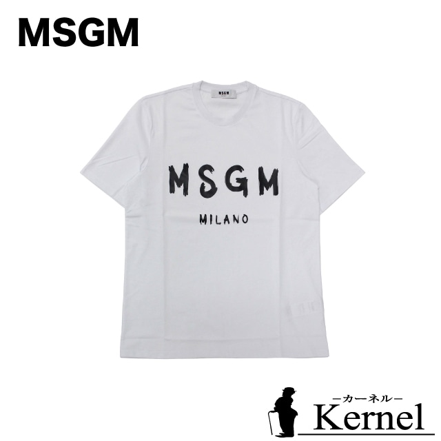 MSGM／エムエスジーエム／2640MM97-95298／REGULAR T-SHIRT WITH BRUSHSTROKE MSGM LOGO 