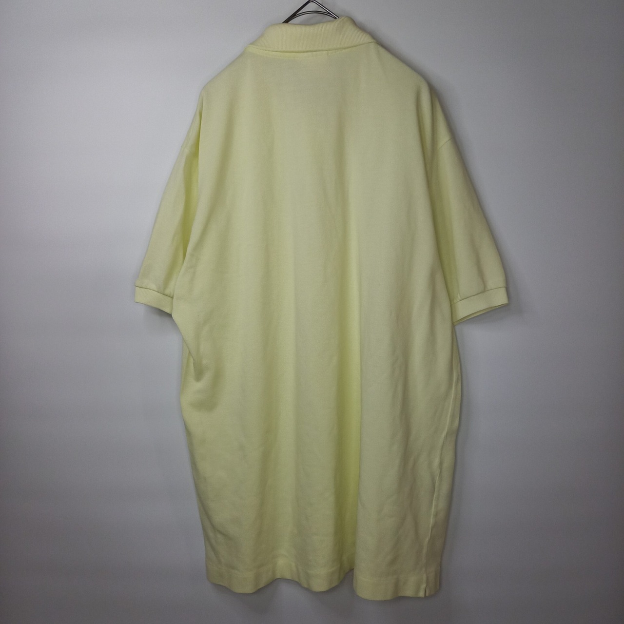 ラコステ　ポロシャツ　半袖　シェルボタン　刺繍ロゴ　無地　ユーロ古着　黄色