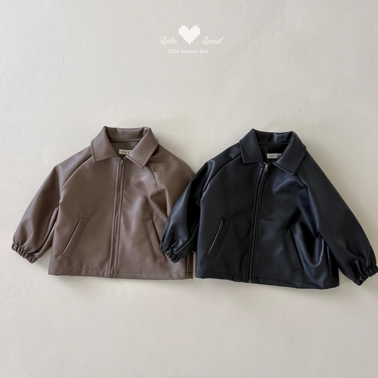 韓国子供服 / LALALAND / 26Autumn / カリロス レザージャケット / 秋服 / キッズ *XS~XL*