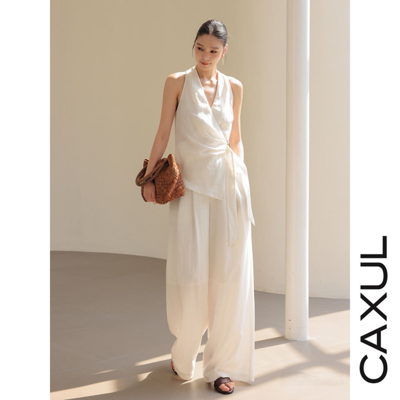 Summer Metal Buckle Drape Pants Set-Up