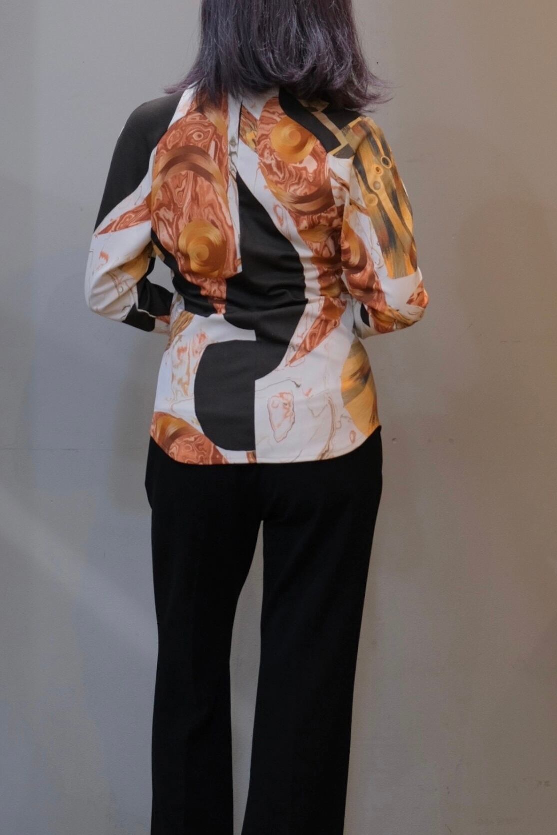 Mame Kurogouchi】Marble print high neck jersey top | loop