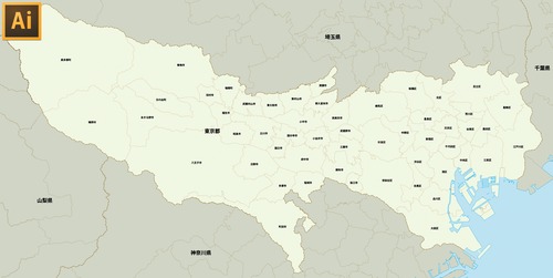 都道府県地図（白地図）-東京都