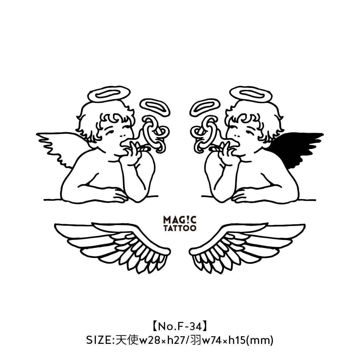 No.034_Bad angel&feather /2週間肌を染めるタトゥーシール | MAG!C