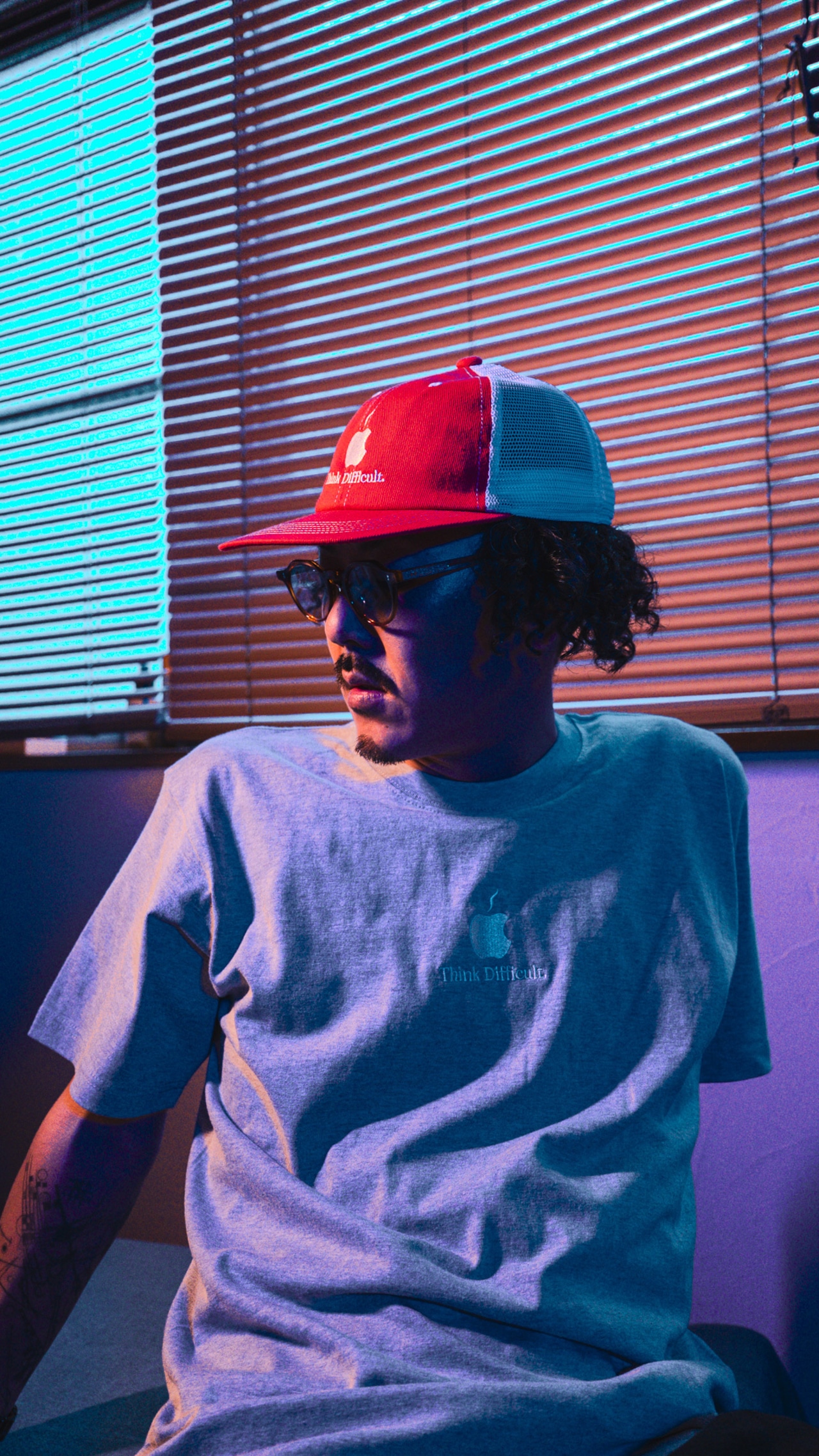 Think Difficult Mesh Cap [REDxWHITE]