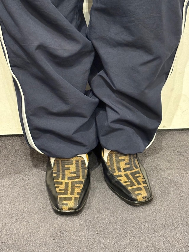 FENDI / vintage zucca square toe pumps.