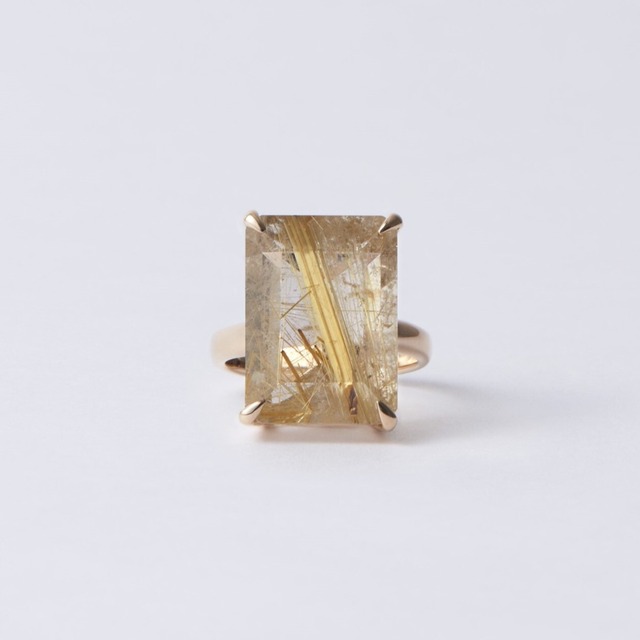 【One of a kind】Rectangle ring / Rutilated Quartz x 10KYG