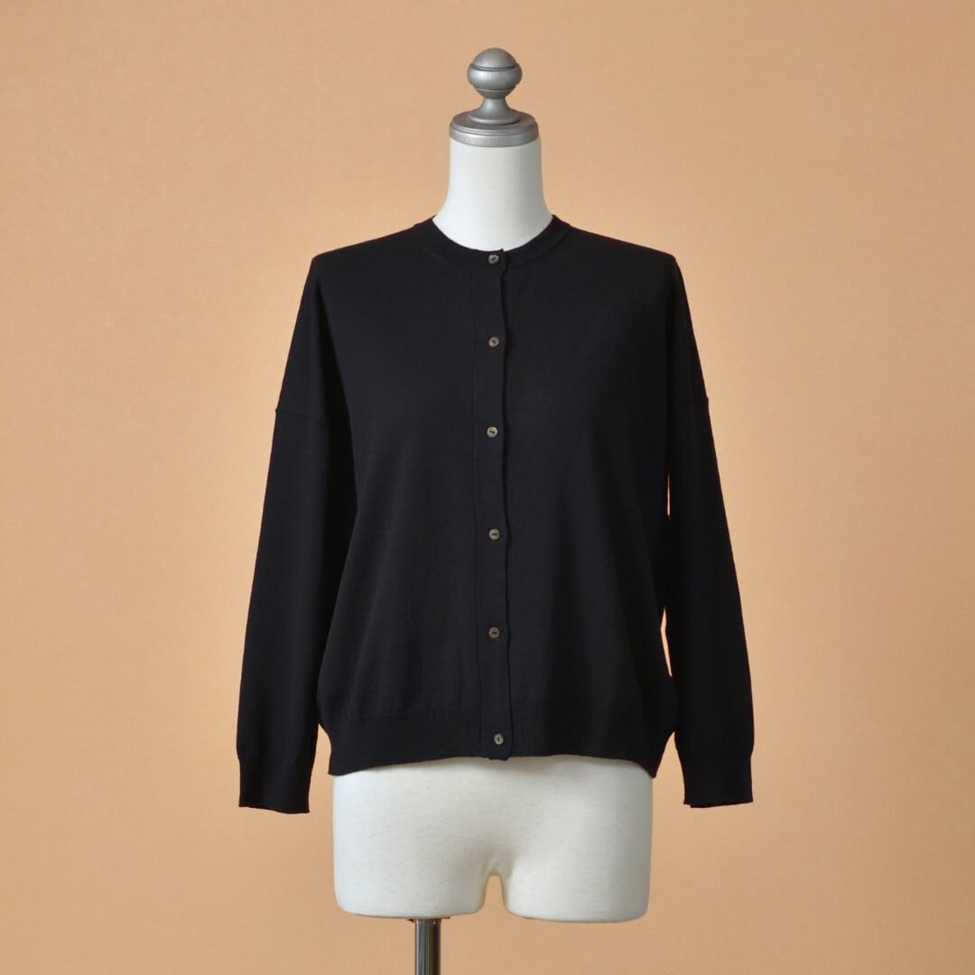 evam eva エヴァムエヴァ コットンラミーカーディガン・ブラック