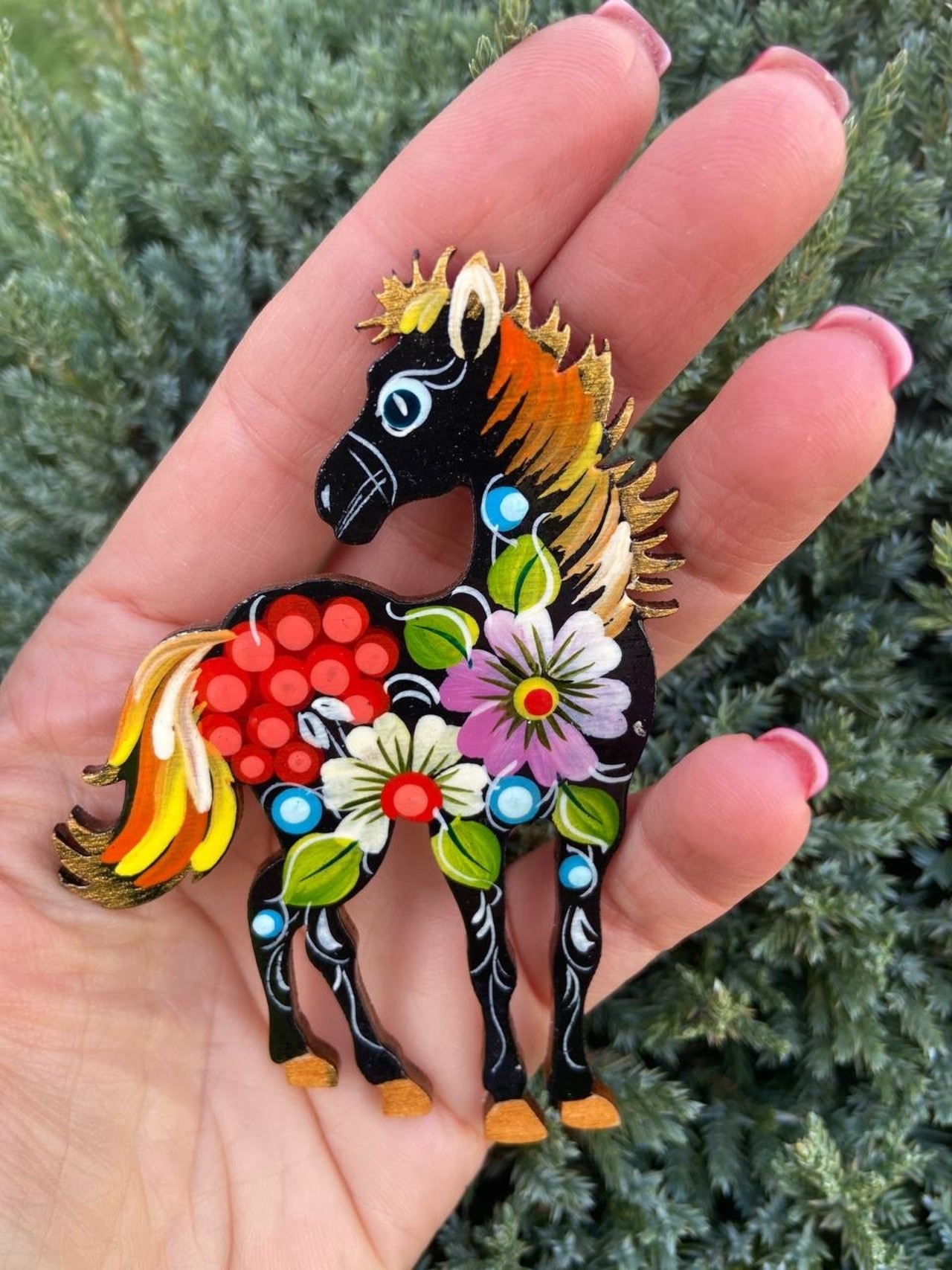 ペトリキフカ塗りのマグネット 2026/午年モデル　馬（Khomenko製作） - 2