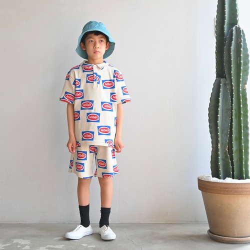 《WAWA 2022SS》Polo (Rib) / Off-white w. print Label / 9-10Y