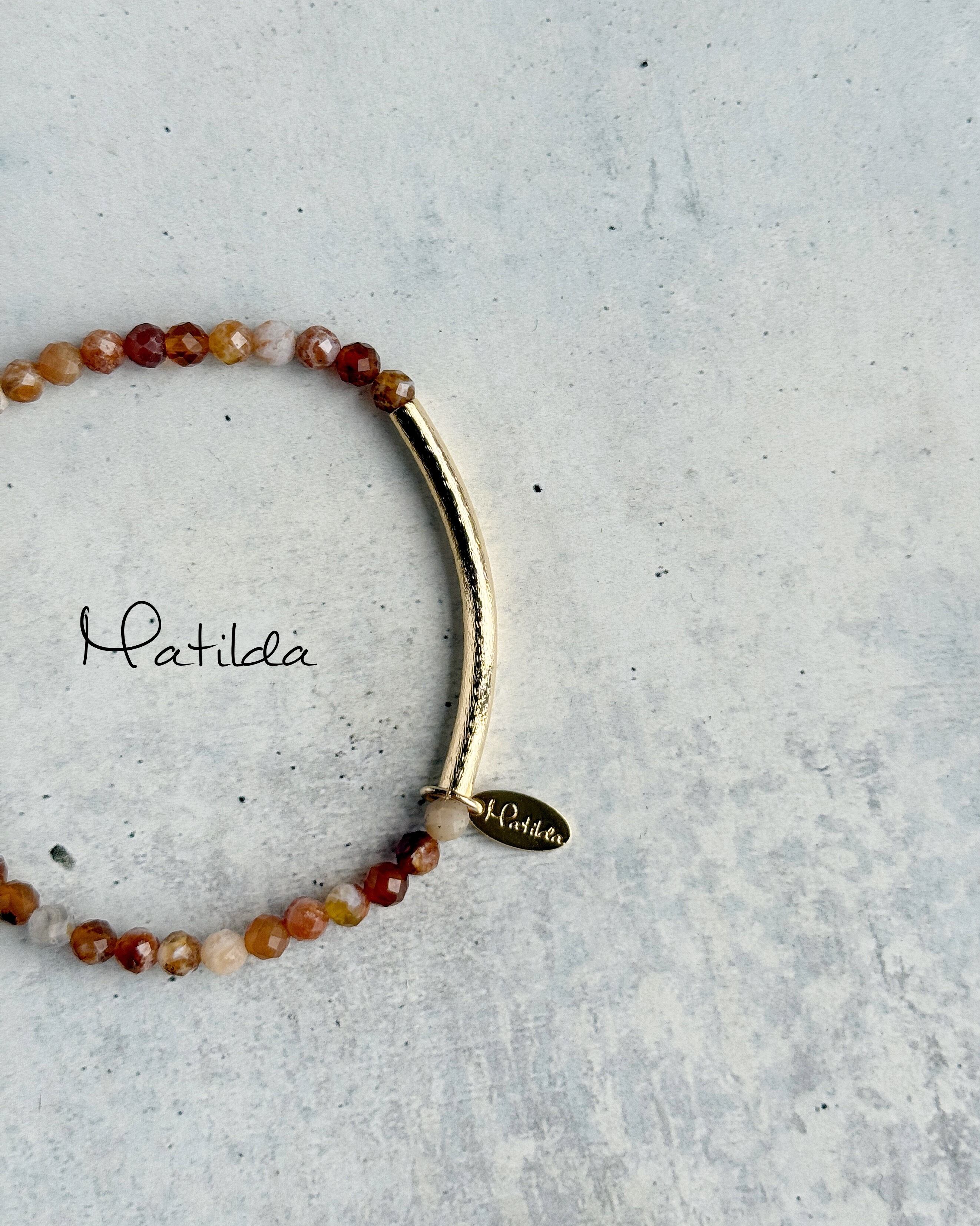 【再販】Tube & stone bracelet(ブランデーオパール)