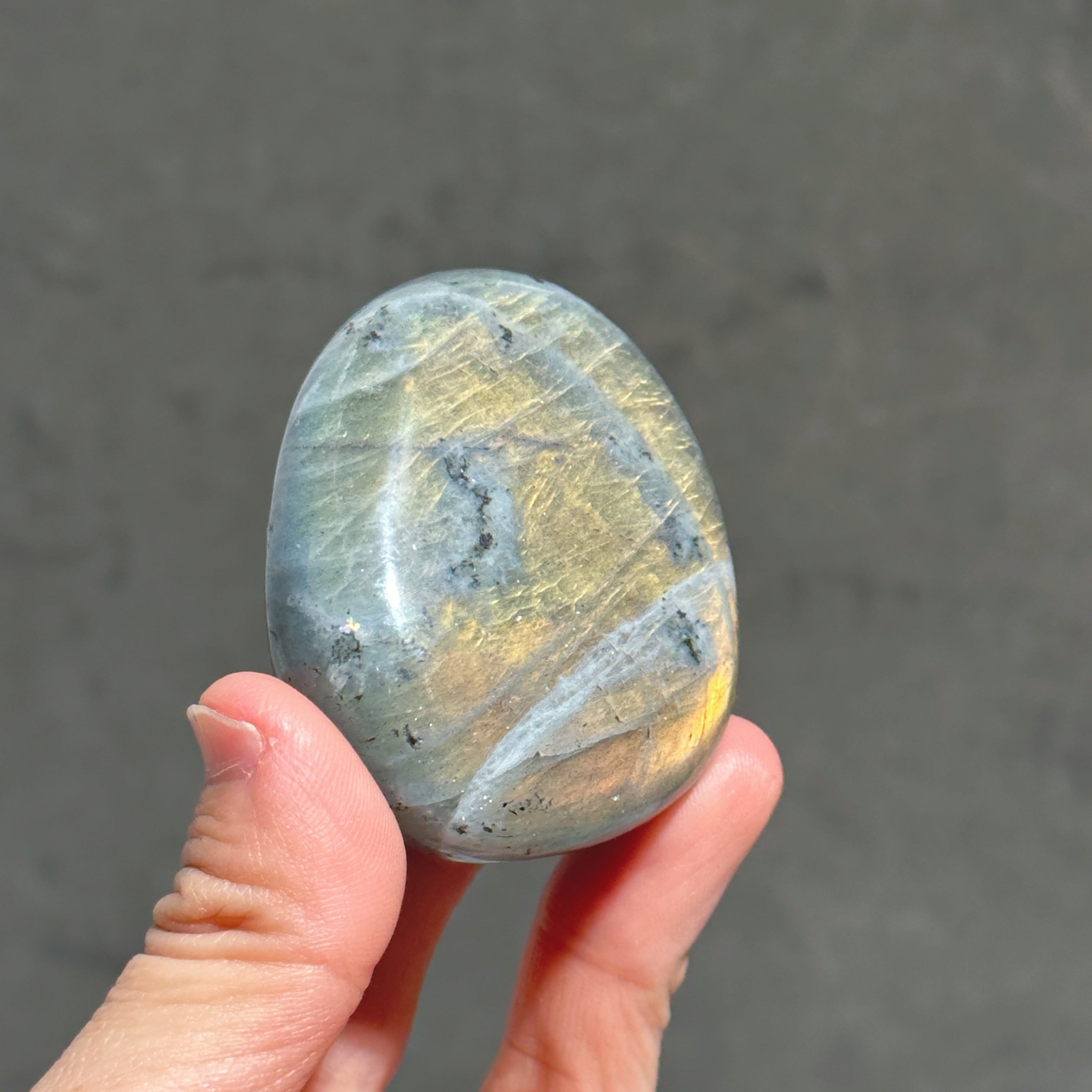 レア シルバー パープル レインボー 素敵シラー ラブラドライト パーム