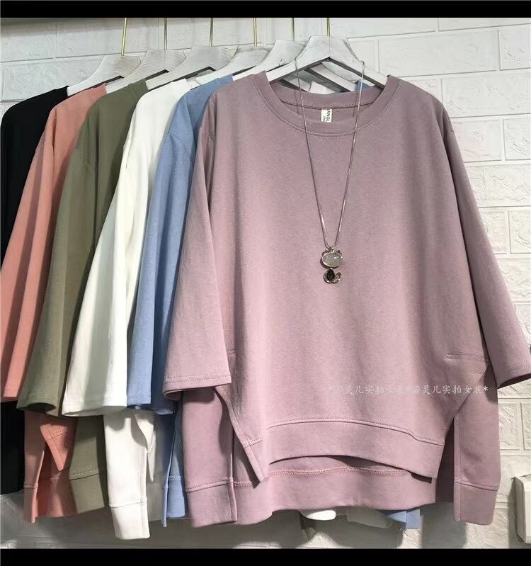 サイドスリット 7部袖トップス　　AJ−3365-6526