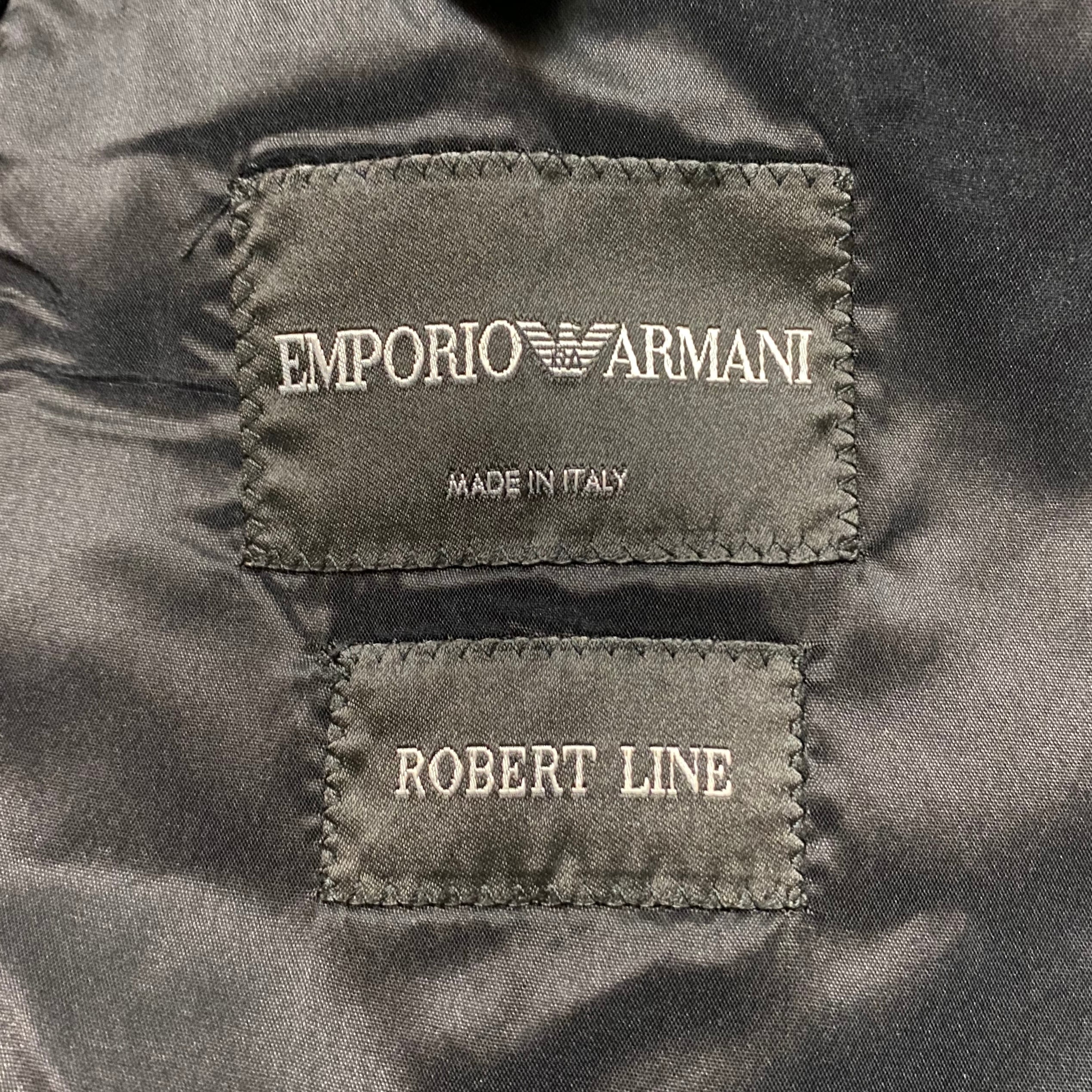 EMPORIO ARMANI shinny fabric tailored jacket “robert line” | NOIR  