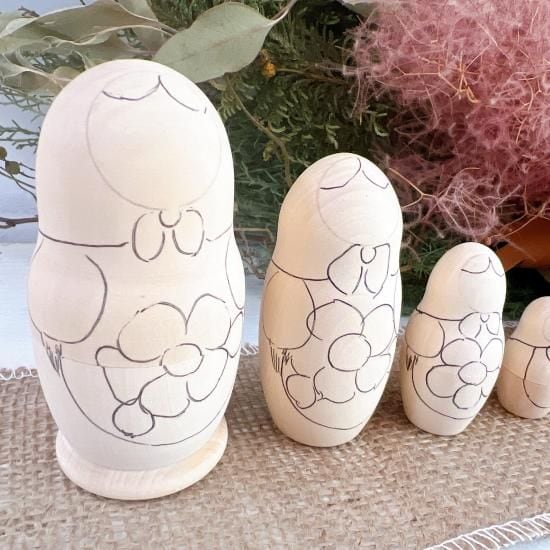 白木マトリョーシカ 手作り 下書きありで塗り絵感覚の5p