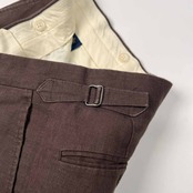 麻100% イタリー製 POLO RALPH LAUREN ポロ ラルフローレン センタープレス リネン スラックスパンツ サイズ 30 /ブラウン/サイドベルト