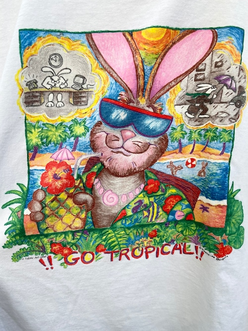Vintage FABRIC ART "GO TROPICAL!!l" T Shirt Made In USA