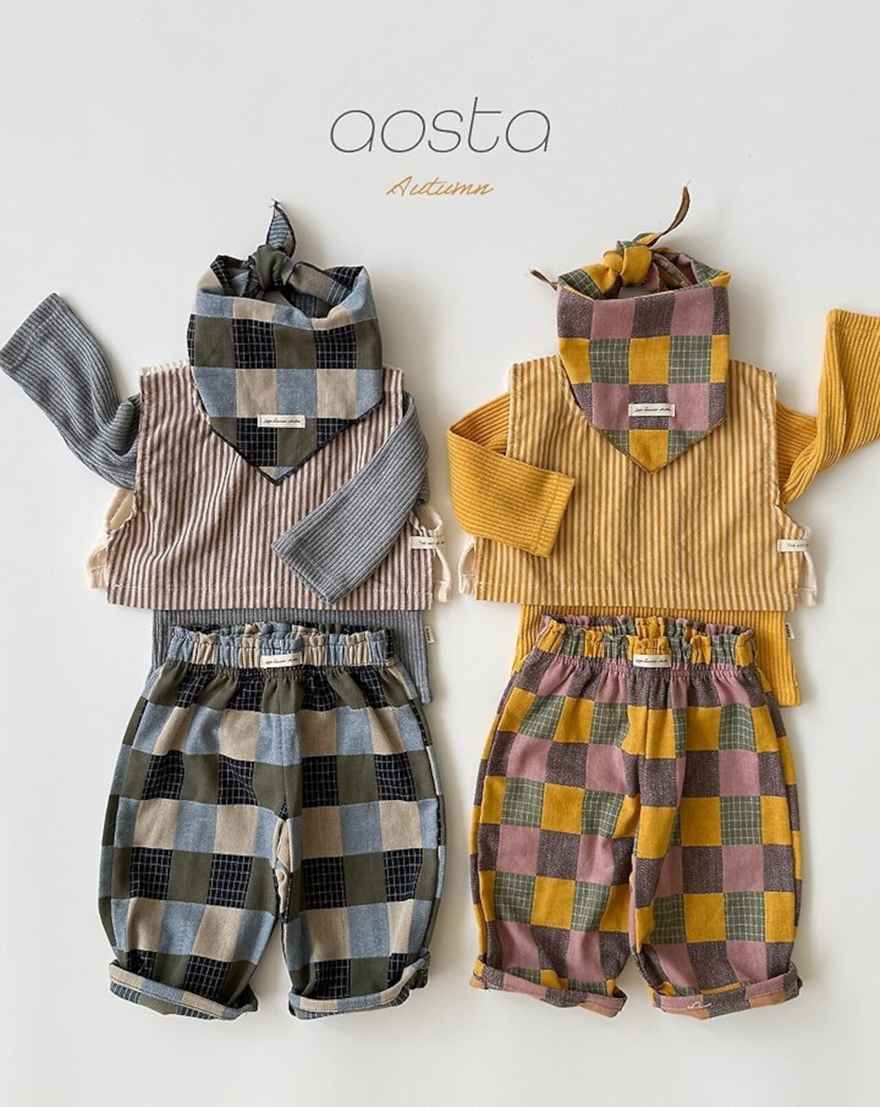 韓国子供服 / 26Autumn / Aosta / パッチワークパンツ / 秋服 *S~XXL*