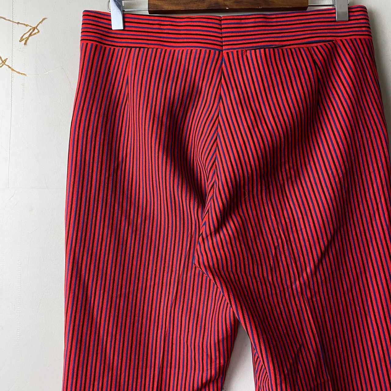 vintage 1970’s stripe pattern red jacquard pants