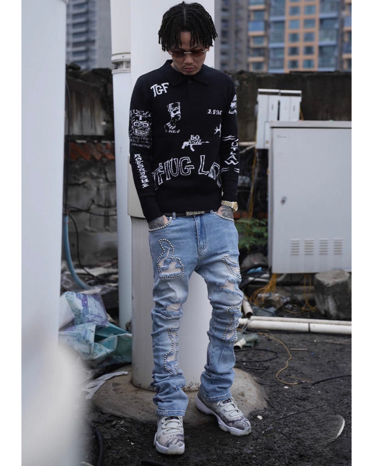 2COLOR/ TGFCLUB tattoo design polo tops - 13