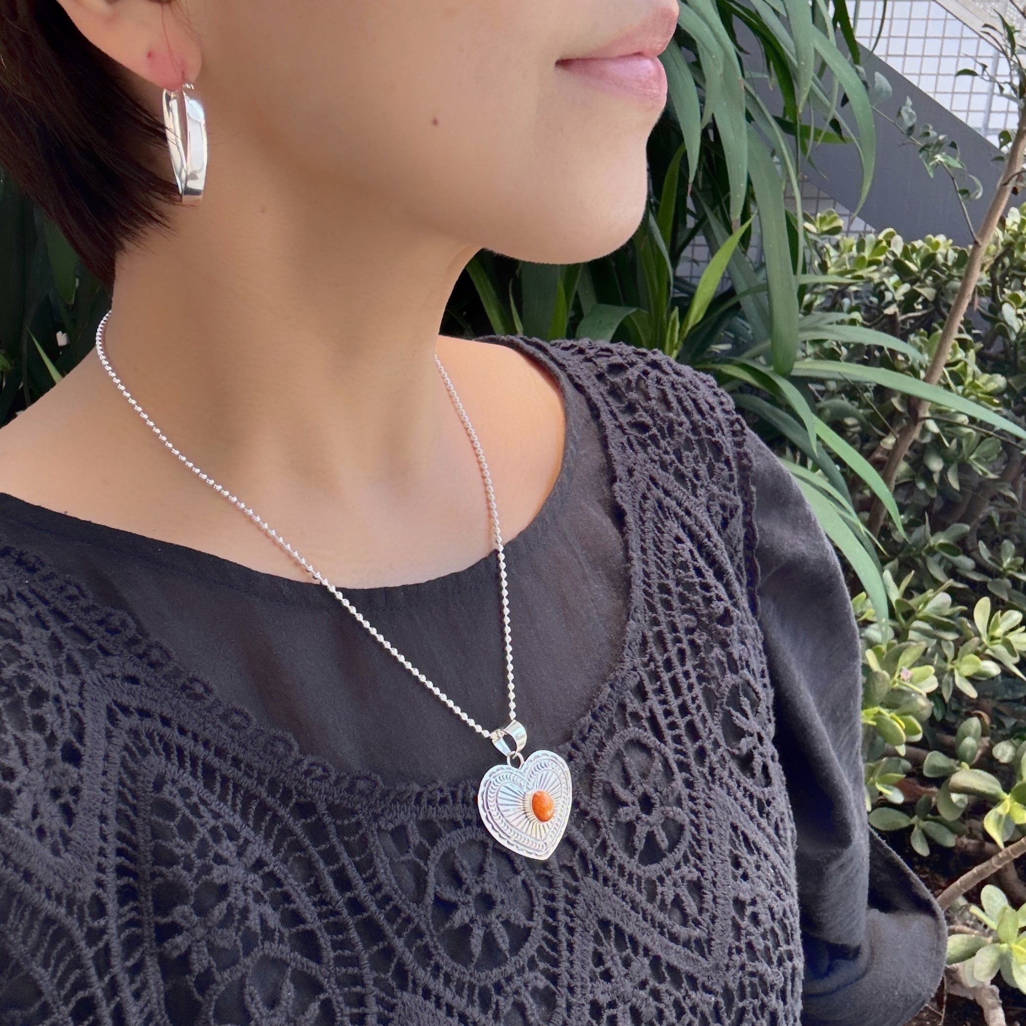 Indian Jewelry 》【 一点物 】オーバル スパイニー オイスター ハート