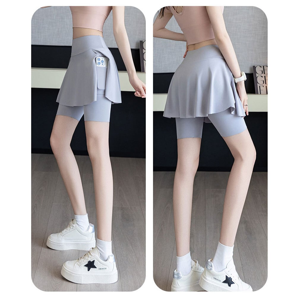 【送料無料】 ショートパンツ スカート付き ヨガパンツ レディース 春夏 韓国 スポーツ ヨガ ダンス フィットネス ジム ジョギング 運動 ストレッチ ポケット付き 大人可愛い 大人女子