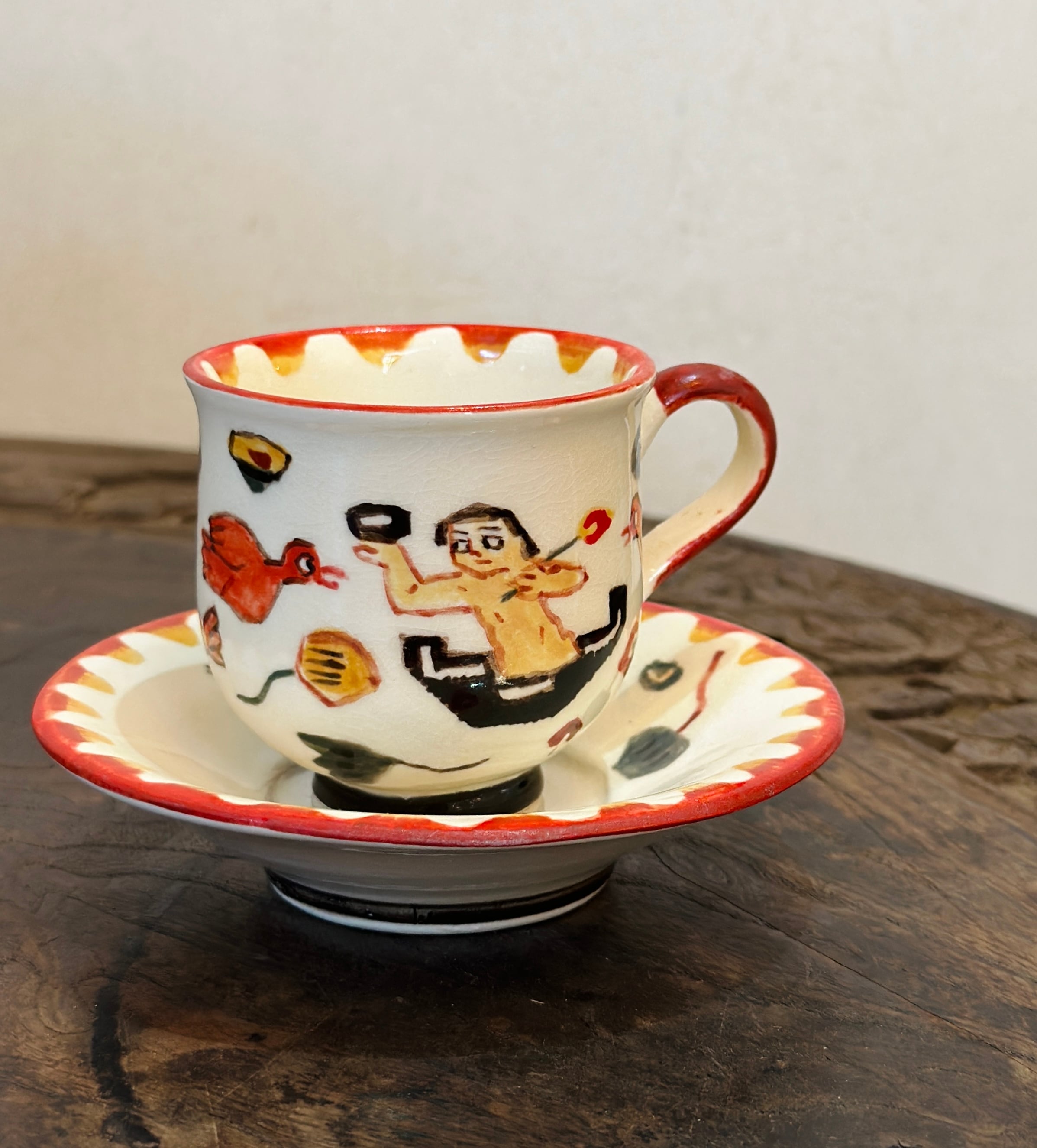 色絵 鳥文 杯 升たか Bird small cup by Masu Taka | Gallery HANNA