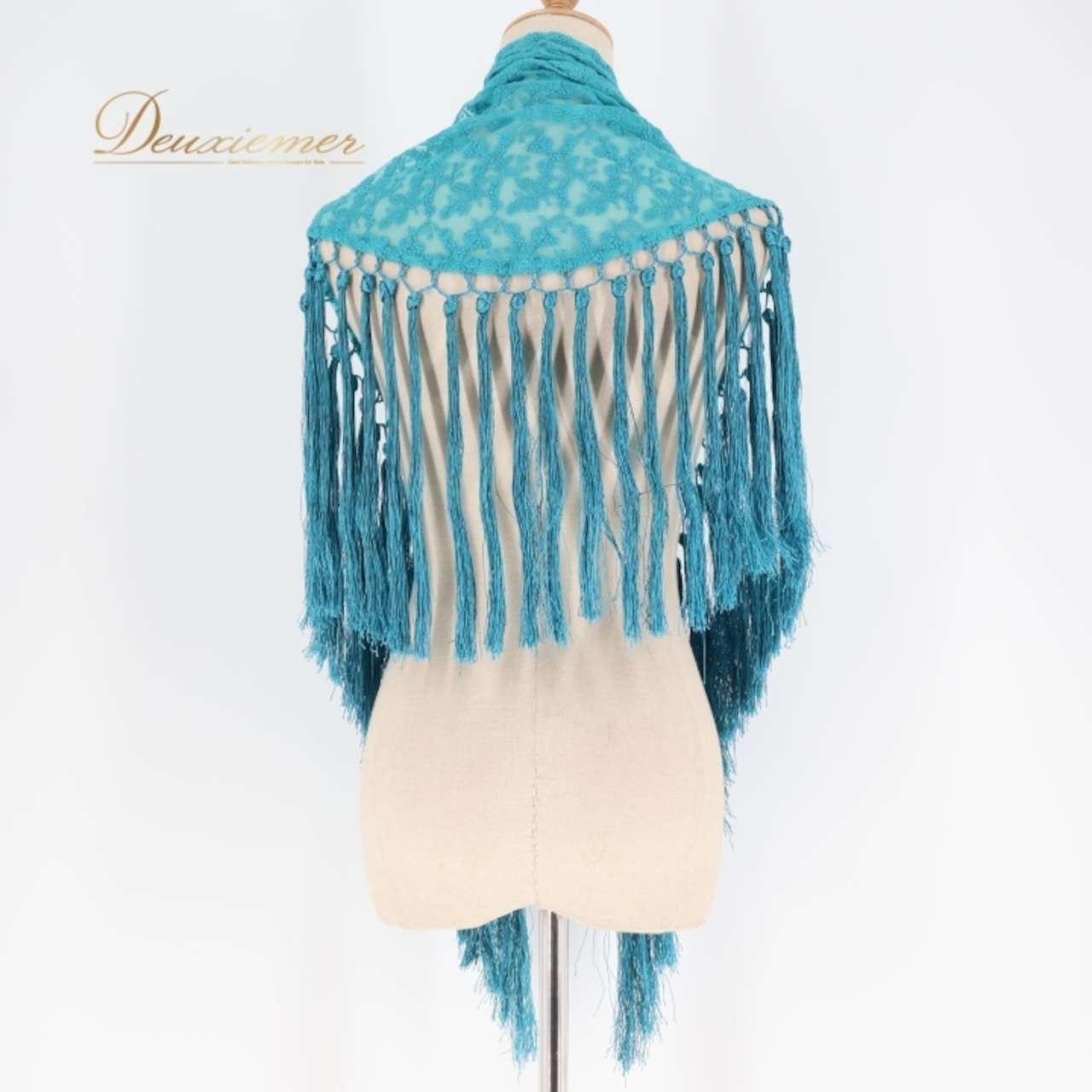 フラメンコ 衣装 シージョ トライアングル 三角形 レース フレコ Yolanda お洒落 透け感 飾り 小物 小道具 ダンス パーティ 装飾 ブルー系 グリーン系 ショール ストール ダンス衣装 おしゃれ 小道具 大人用 エレガント フリンジ 軽量