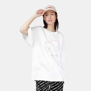 SALE 【HIPANDA ハイパンダ】男女兼用 ビッグシルエット 十二支 亥年 刺繍 Tシャツ UNISEX BIG SILHOUETTE PIG YEAR EMBROIDERY SHORT SLEEVED T-SHIRT / WHITE