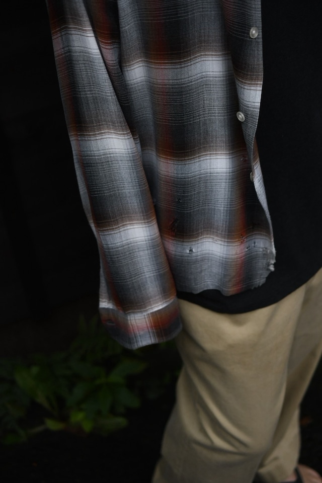 OK/60's "Penny's" art boro ombre check vintage rayon shirt
