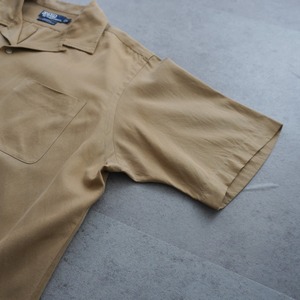 Polo by Ralph Lauren "CALDWELL" open collar shirt Silk Cotton camel [L] 古着