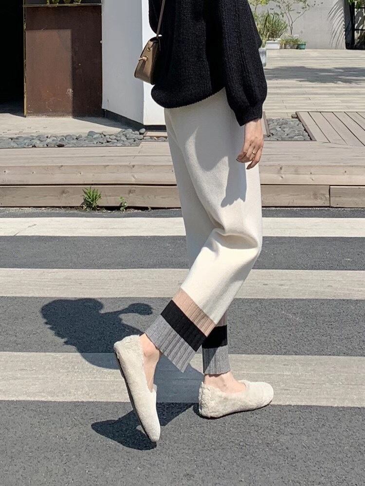 切り替えニットパンツ