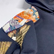 【hoodi26】 Remake Hoodie black × kimono